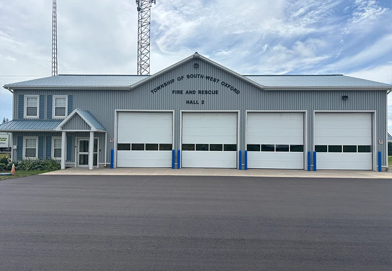 Heavy-duty asphalt paving for the Township of South-West Oxford Fire and Rescue Hall 2 in Oxford County.